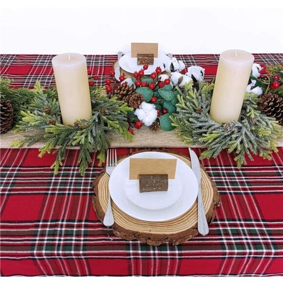 4 pcs Artificial Frosted Cedar and Pine Cone Candle Ring Christmas Candle Holder - Picture 5 of 7
